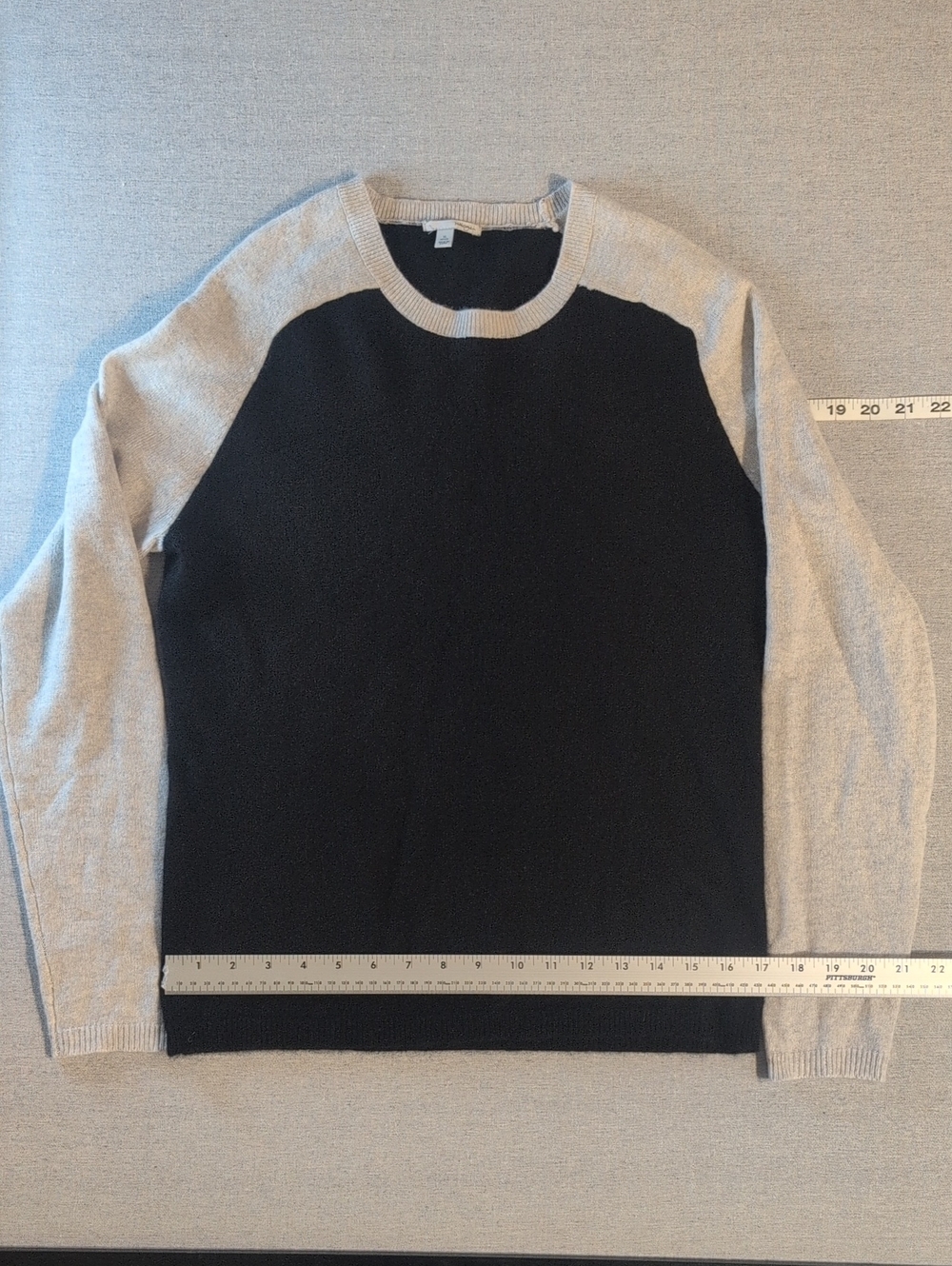 Halogen Two-Tone Crewneck Sweater - Black & Light Gray Size Xl Petite